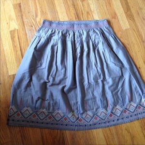 Gray Embroidered Boho Skirt
